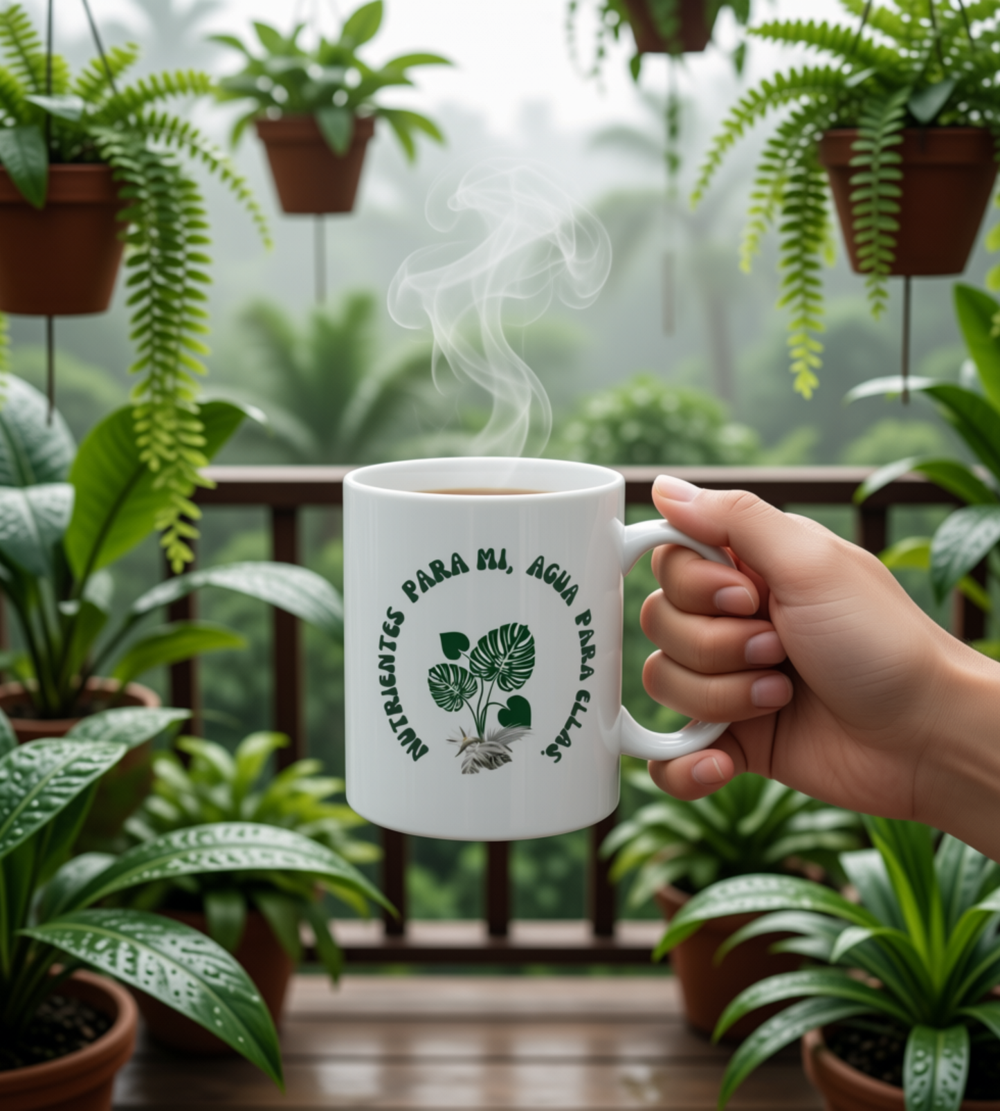 Plant Lover Mug — “Nutrientes Para Mi, Agua Para Mis Raíces” Ceramic Coffee Cup