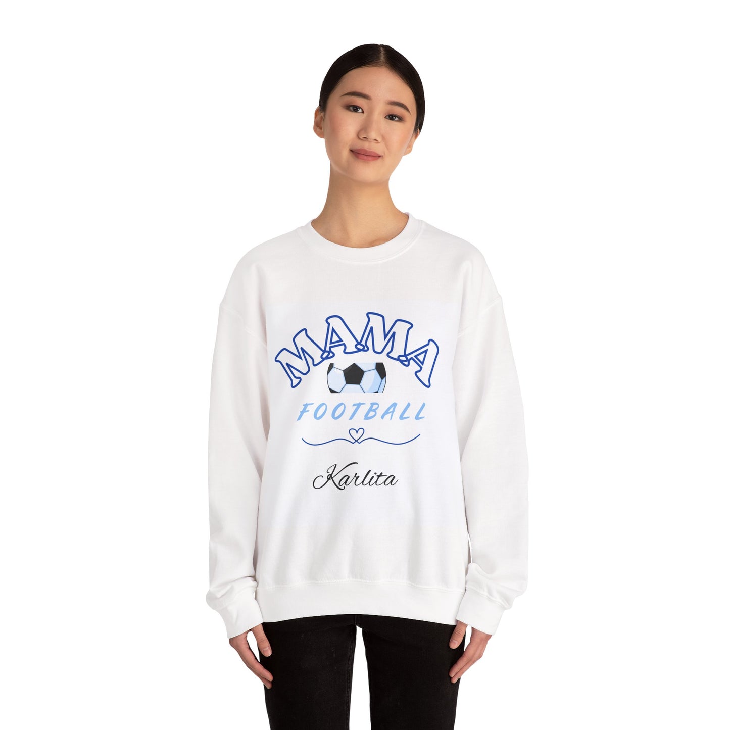 Mama Football Crewneck Sweatshirt — Personalized Soccer Mom Pullover