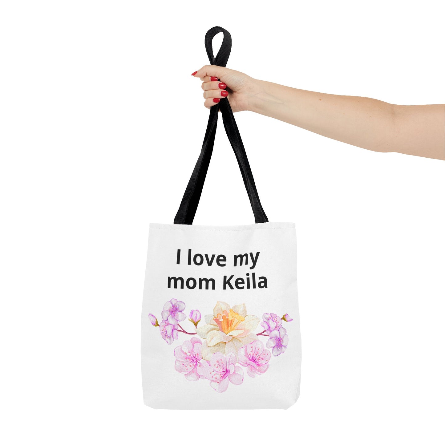 I Love My Mom Keila Floral Tote Bag — Personalized Mother's Day Gift