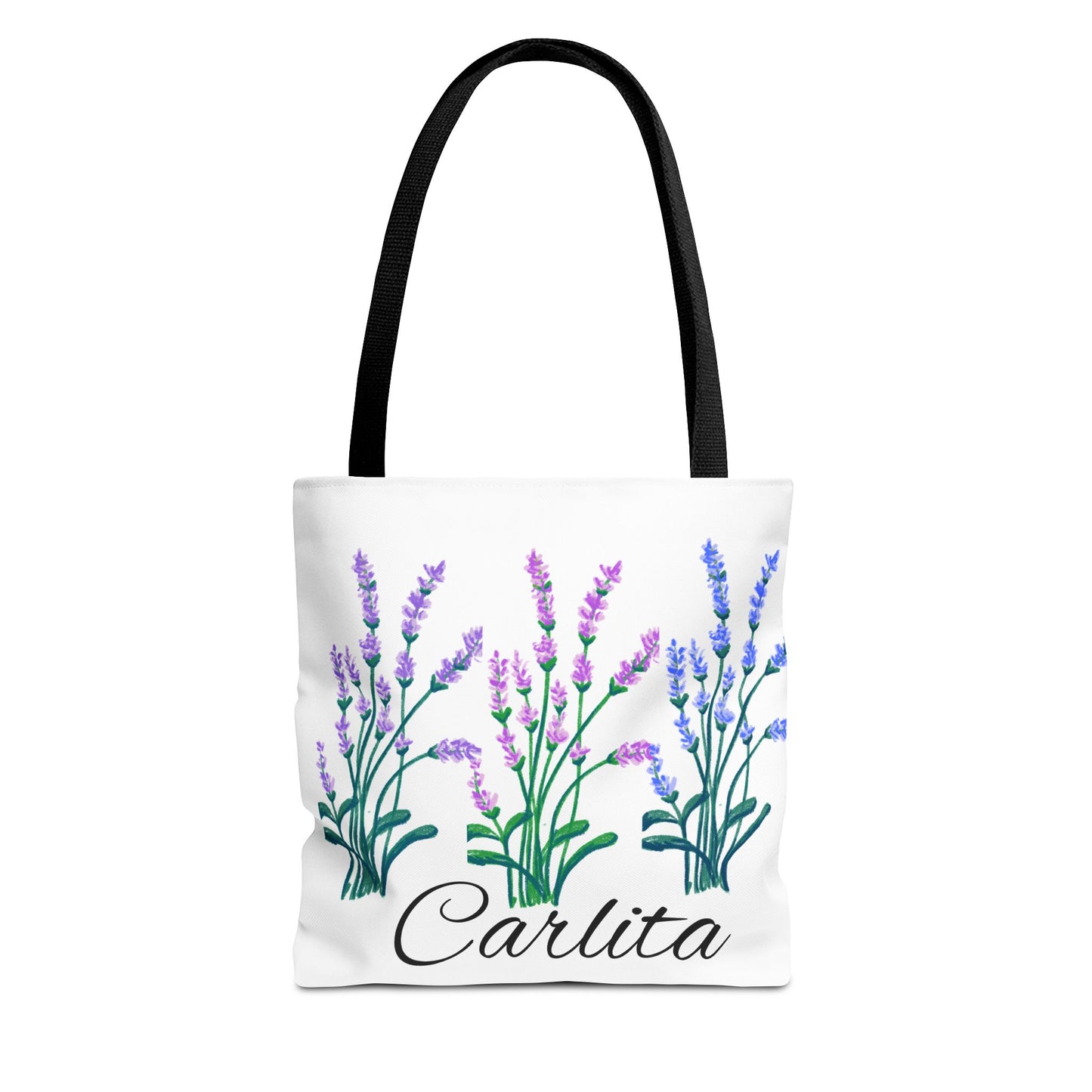 Lavender Bouquet Personalized Tote Bag — Custom Name Carlita Floral Market Tote