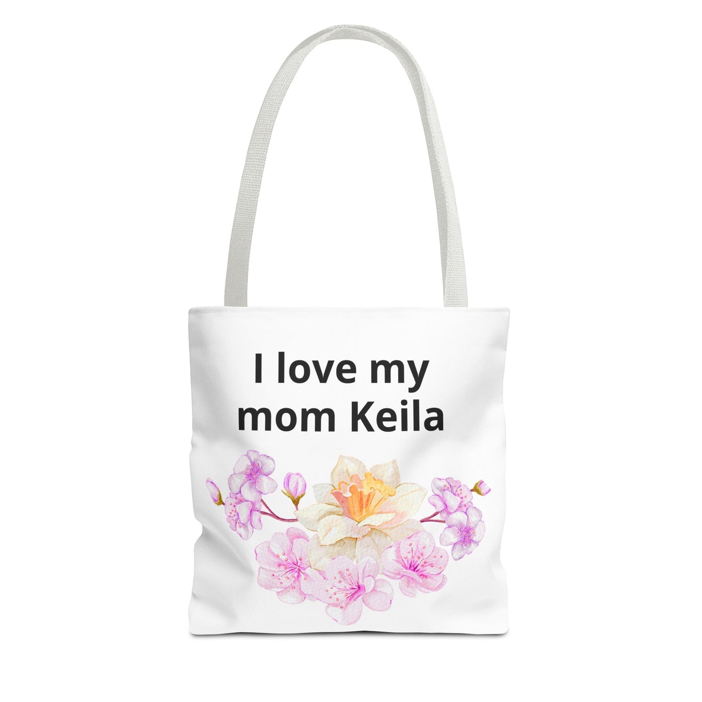 I Love My Mom Keila Floral Tote Bag — Personalized Mother's Day Gift