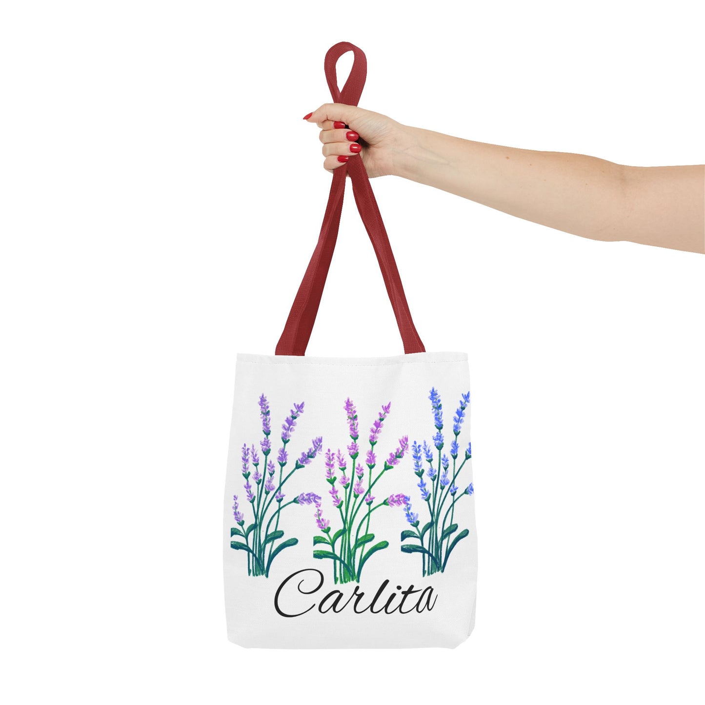 Lavender Bouquet Personalized Tote Bag — Custom Name Carlita Floral Market Tote