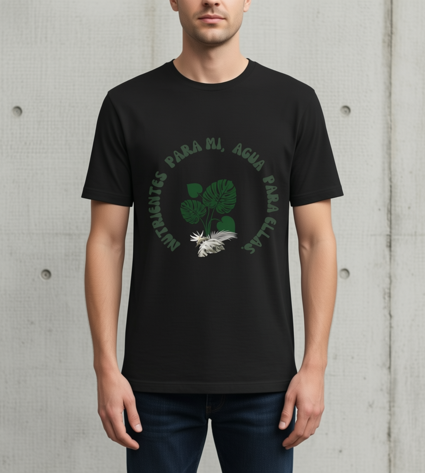 Plant Lover T‑Shirt — “Nutrientes para mí, agua para ellas” Botanical Graphic Tee