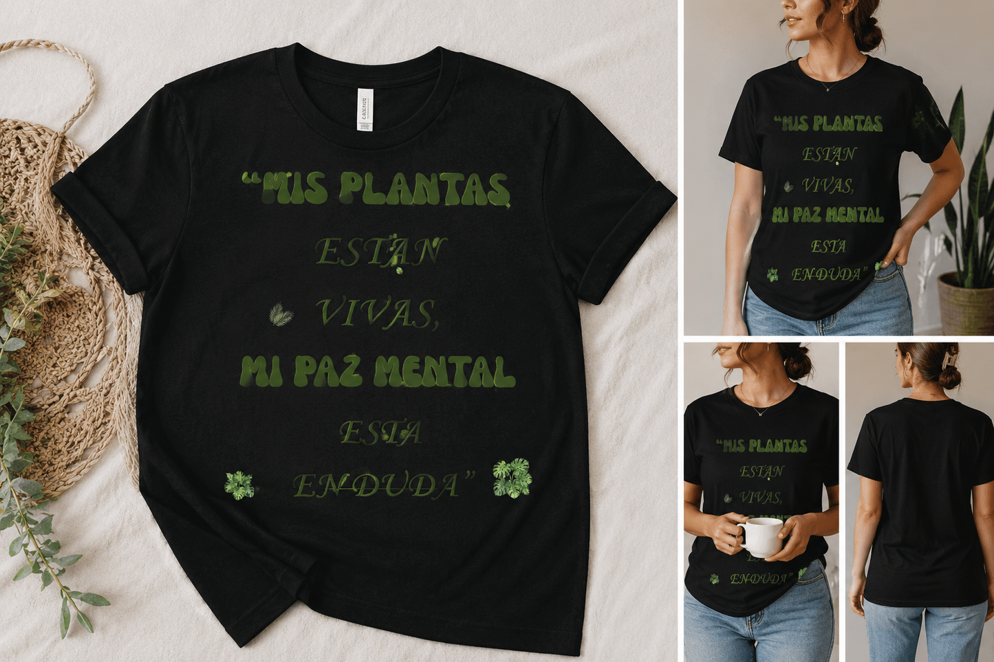 T-Shirt — "Mis plantas están vivas, mi paz mental está en duda" Plant Lover Spanish Graphic Tee