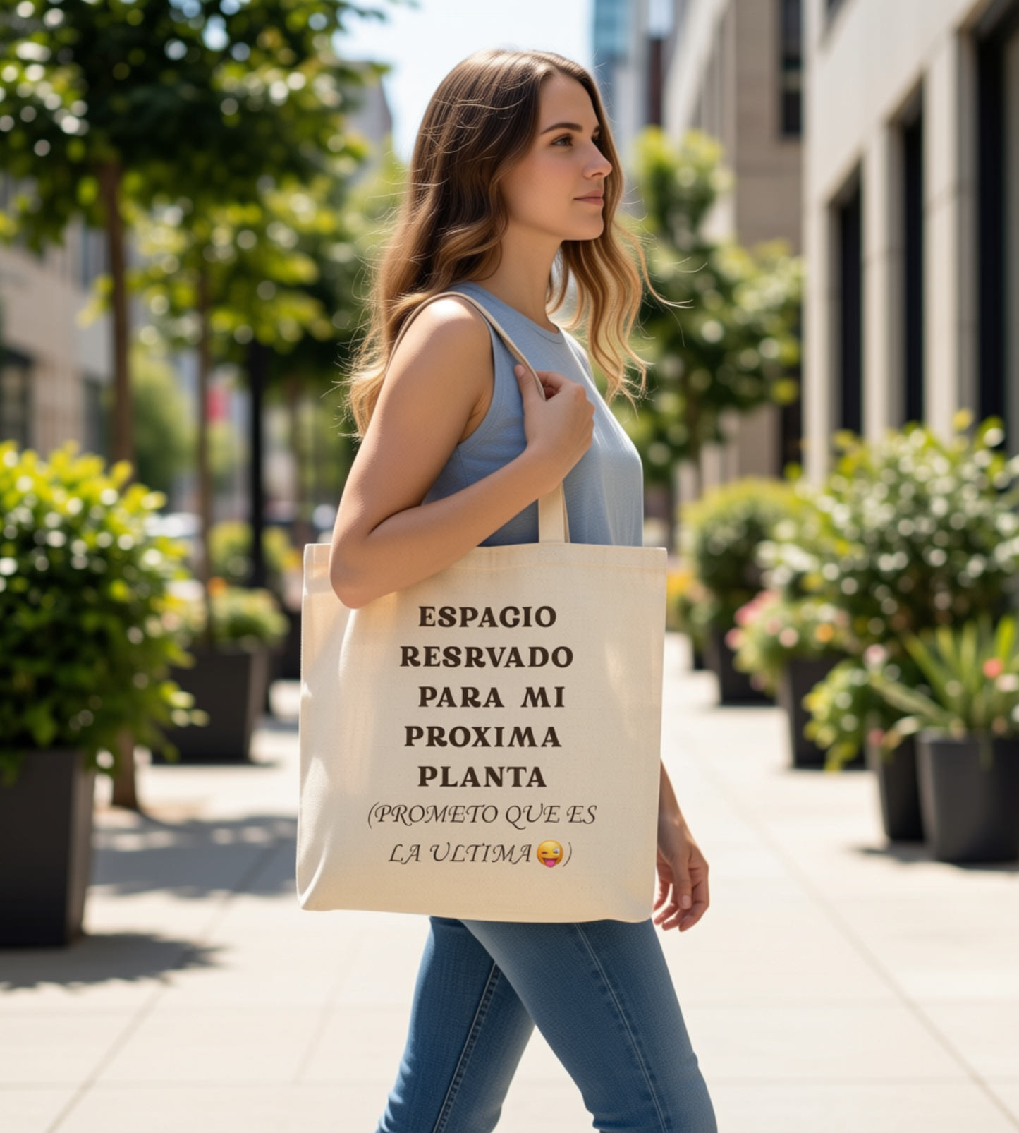 Tote Bag — "Espacio reservado para mi próxima planta" Cotton Canvas Plant Lover Tote