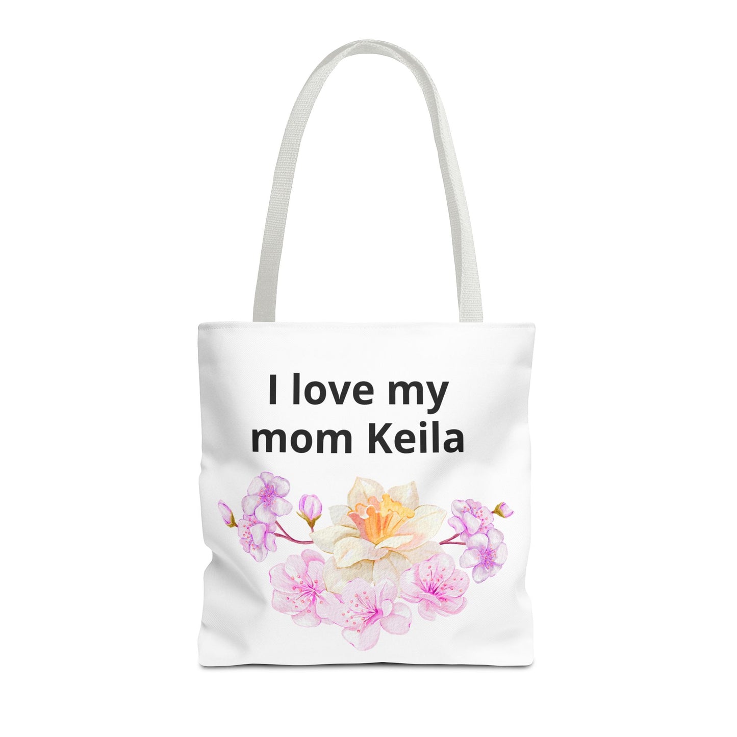 I Love My Mom Keila Floral Tote Bag — Personalized Mother's Day Gift