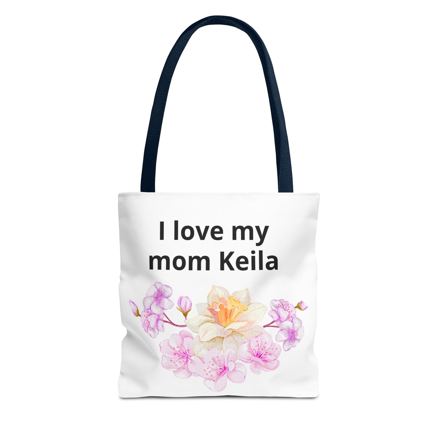 I Love My Mom Keila Floral Tote Bag — Personalized Mother's Day Gift